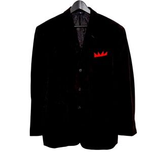 Men's Phat Premium by Phat Farm Velour Single Breast Blazer, Black Size 2XL